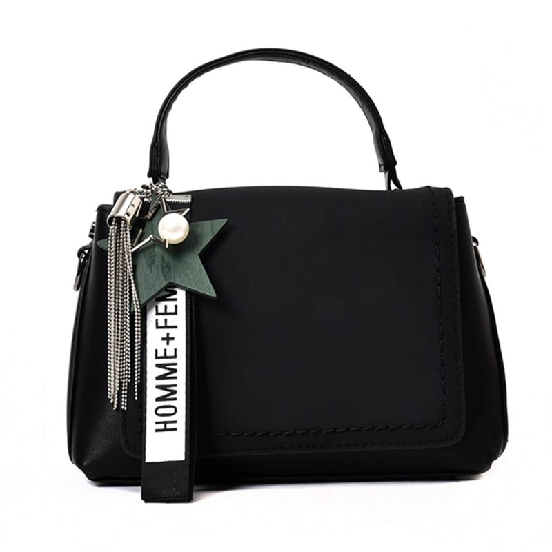

Star Charm Satchel Bag, Black