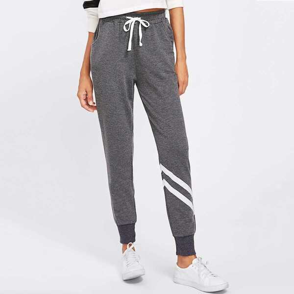 

Drawstring Waist Striped Trim Sweatpants