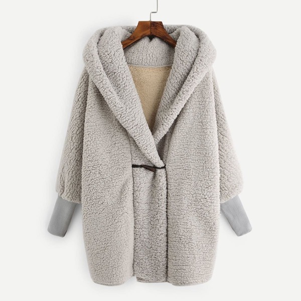 

Hooded Fluffy Loose Teddy Coat