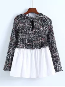 2 In 1 Tweed Babydoll Blouse - Multicolor - View 2