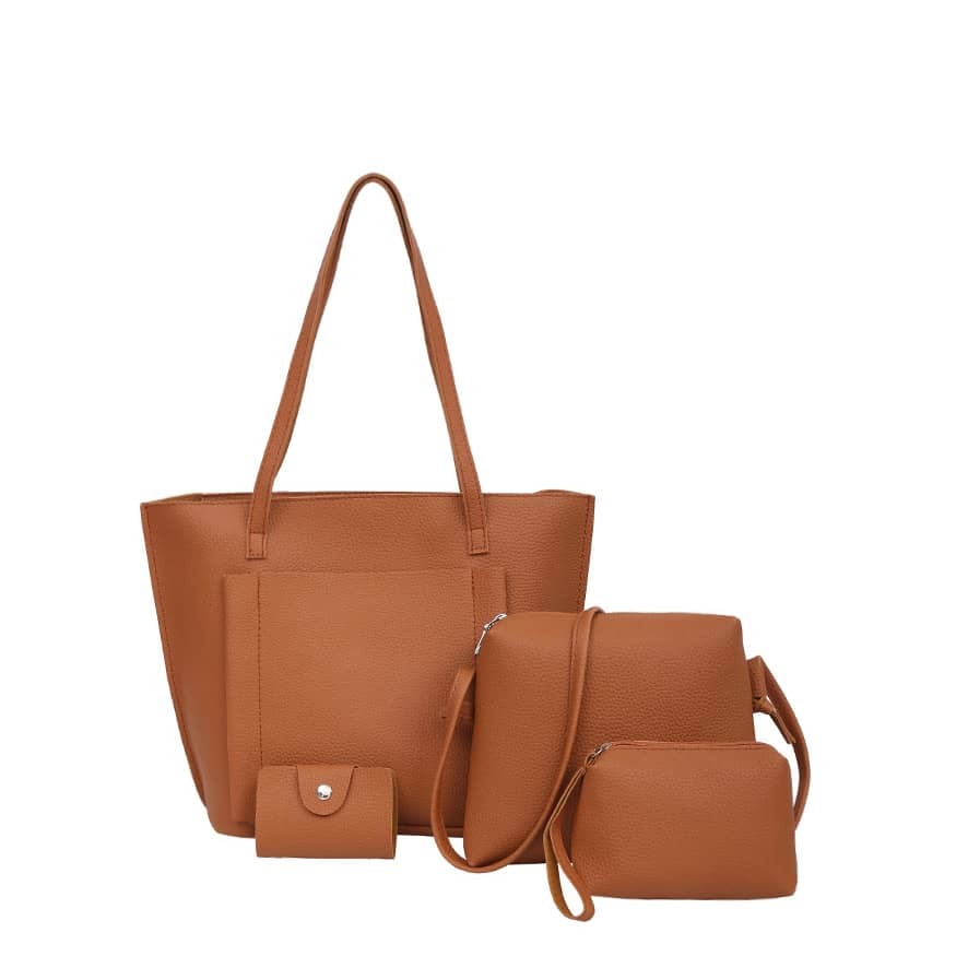 

Pocket Front Tote Bag & Crossbody Bag & Clutch & Card Holder, Brown