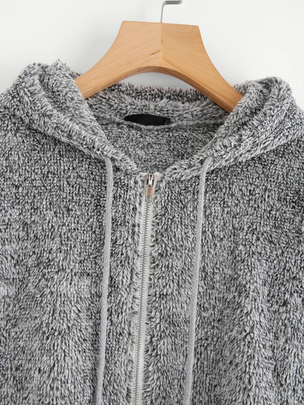 zip up fuzzy hoodie