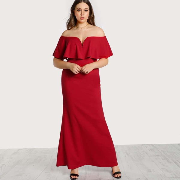 

Plus Frill Off Shoulder Dress