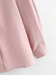 Mock Neck Pleated Detail Shirt - Baby Pink - View 4