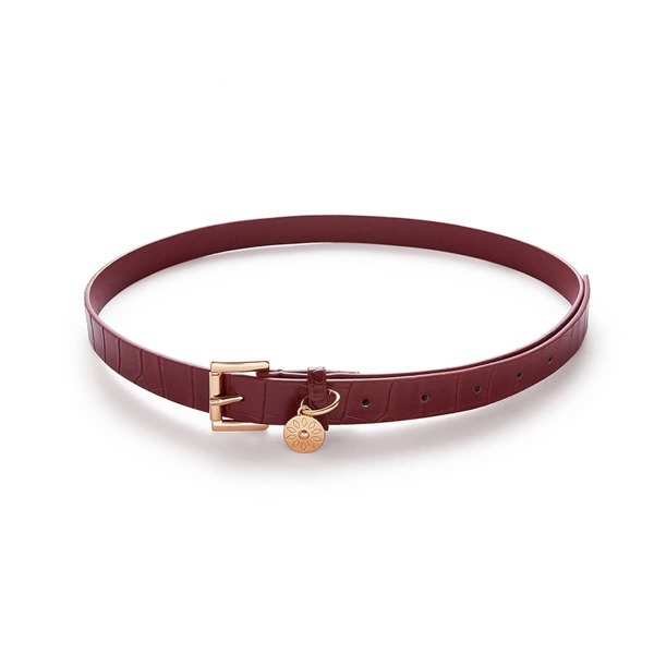 

Embossed Crocodile Skinny Belt, Red