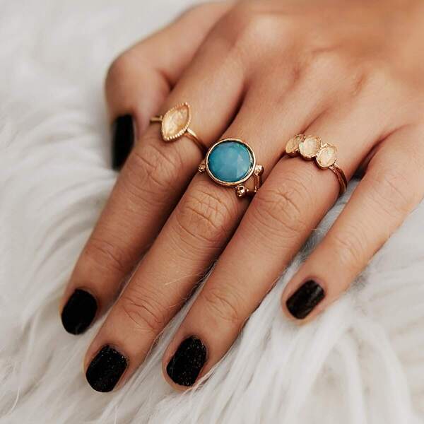 

Gemstone Ring Set 3pcs