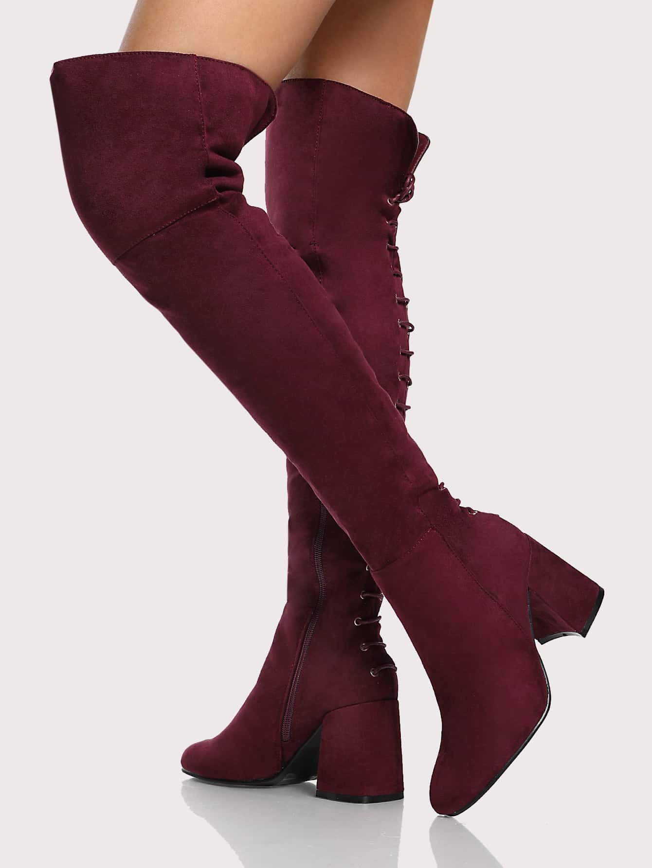 burgundy thigh boots