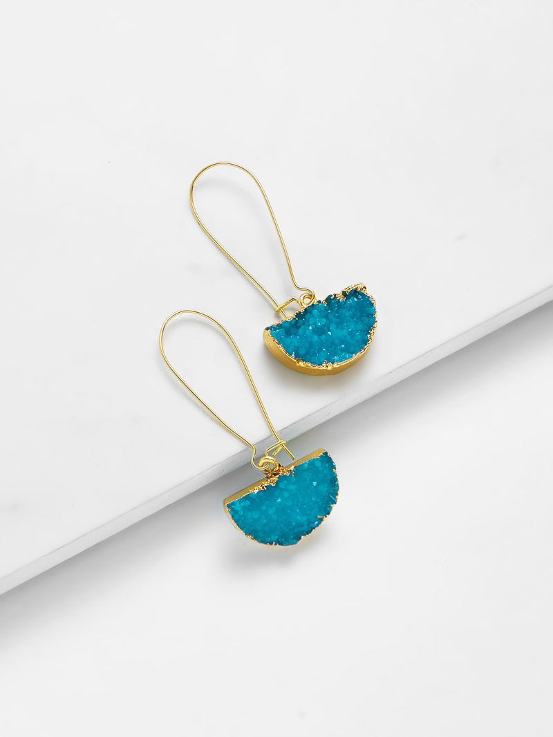 

Half Circle Design Drop Earrings, Turquoise