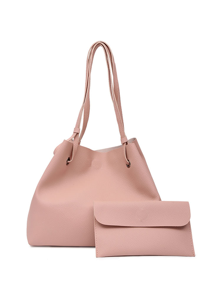 

PU Tote Bag With Clutch, Pink