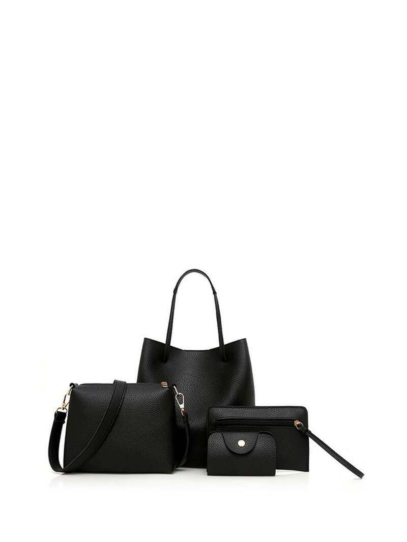 

Faux Leather Bag Set 4pcs, Black