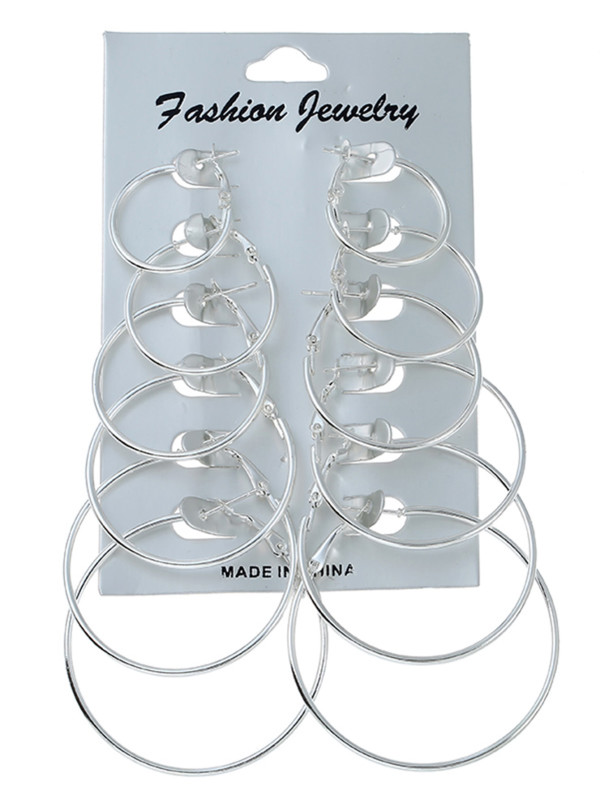 Mixed Sized Design Hoop Earring Set 6pairs SHEIN USA