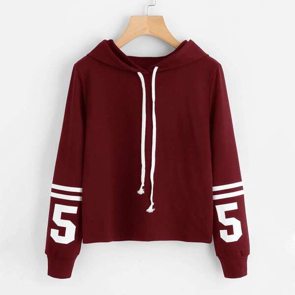 

Varsity-Striped Number Print Hoodie