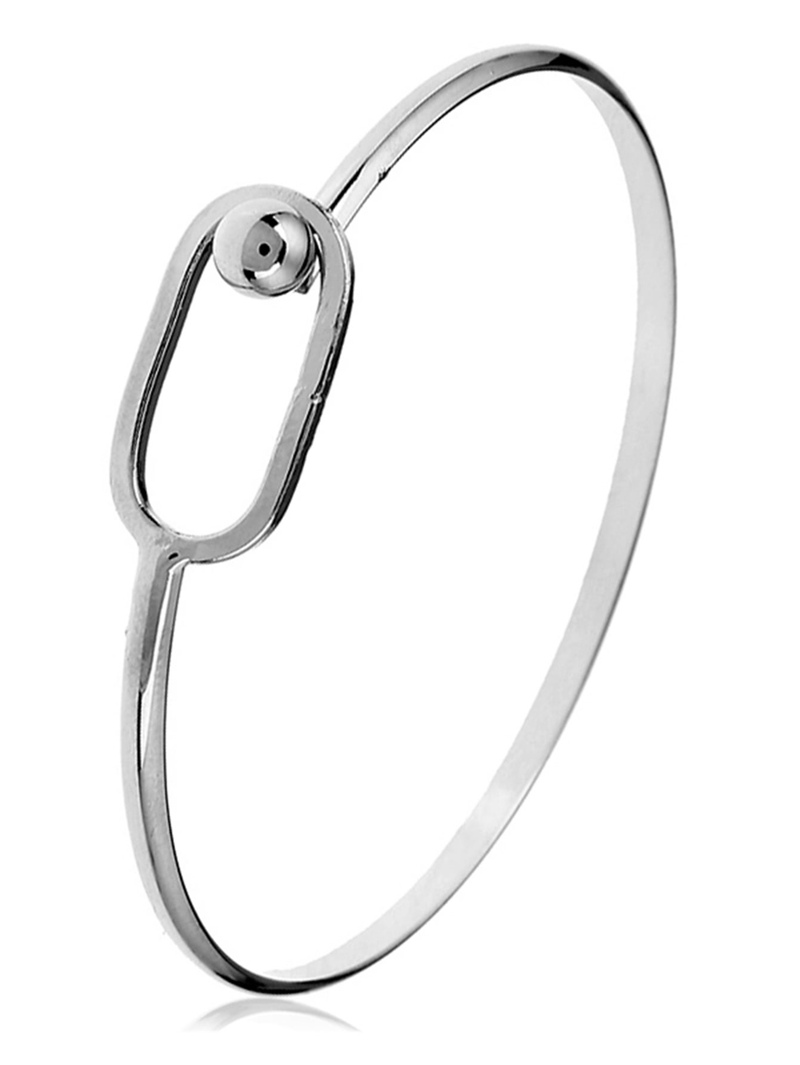 

Hook Closure Bangle, Silver