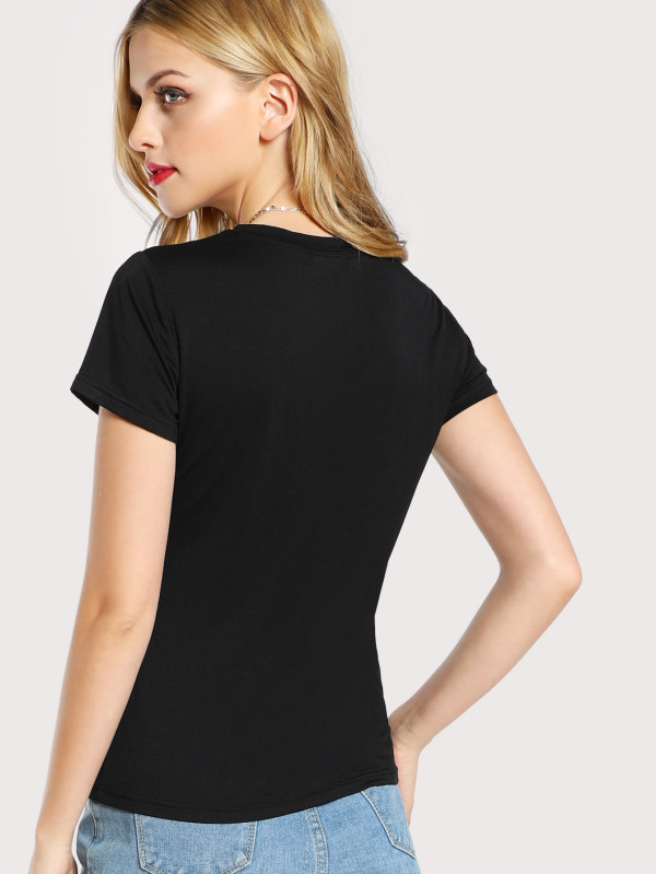 SHEIN Essnce Solid Form Fitted Tshirt SHEIN UK
