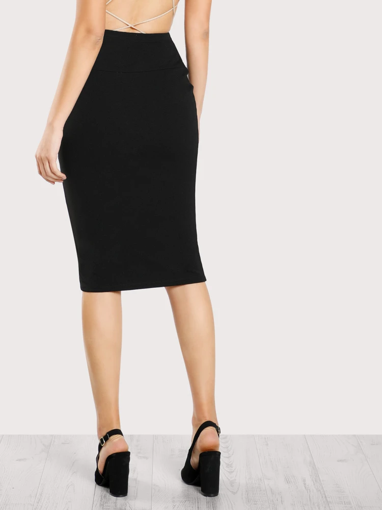 Elasticized High-Rise Pencil Skirt