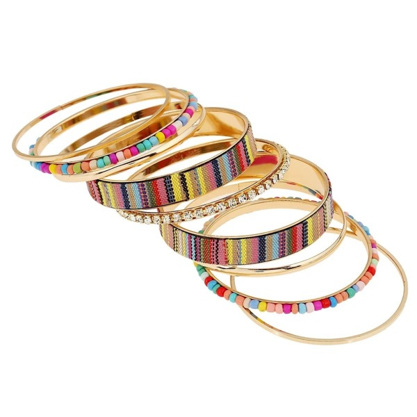 

Beaded Trim Layered Bracelet 9pcs, Multicolor