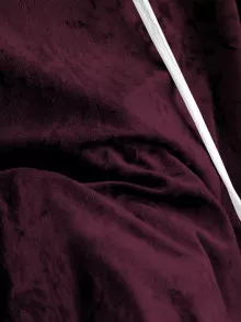 Velvet Drawstring Crop Hoodie - Burgundy - View 3