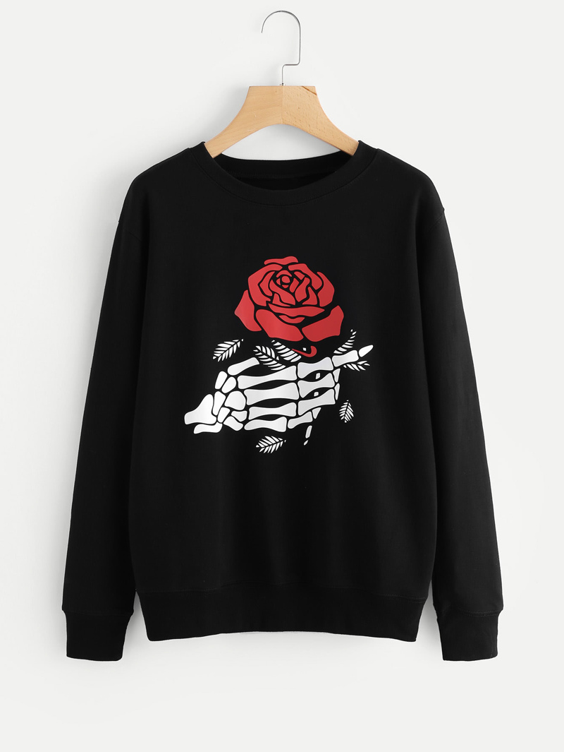 

Graphic Print Sweatshirt, Black
