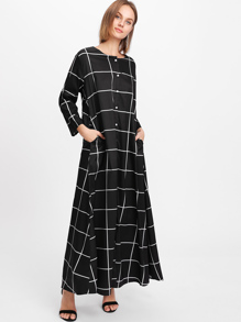Checked Long Shirt Dress