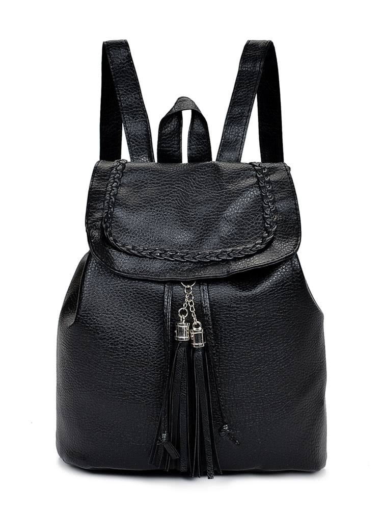 

Tassel Detail PU Backpack, Black