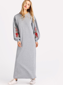Balloon Sleeve Marled Sweatshirt Dress