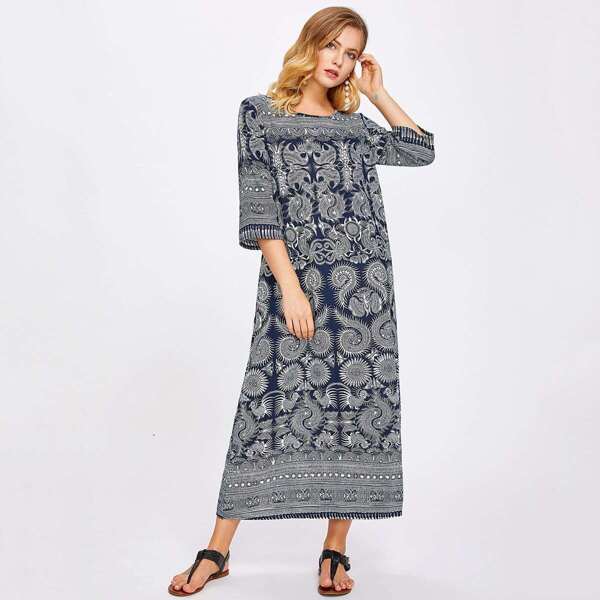 

Paisley Print Longline Dress
