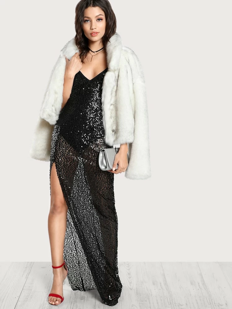 shein sequin cami dress SHEIN SXY Sequin Ruched Cami Dress