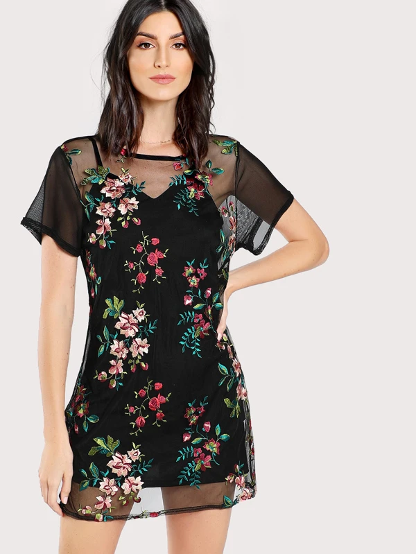 shein black mesh dress