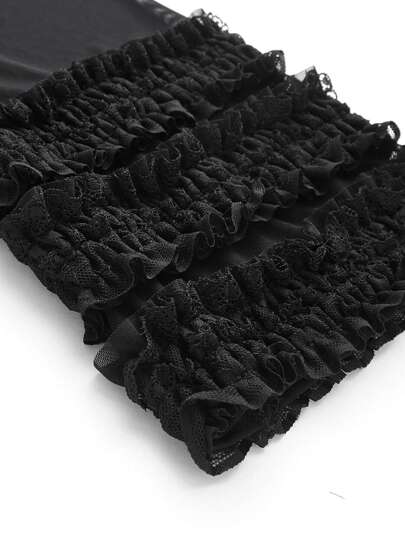 frilled embellished crop bardot top