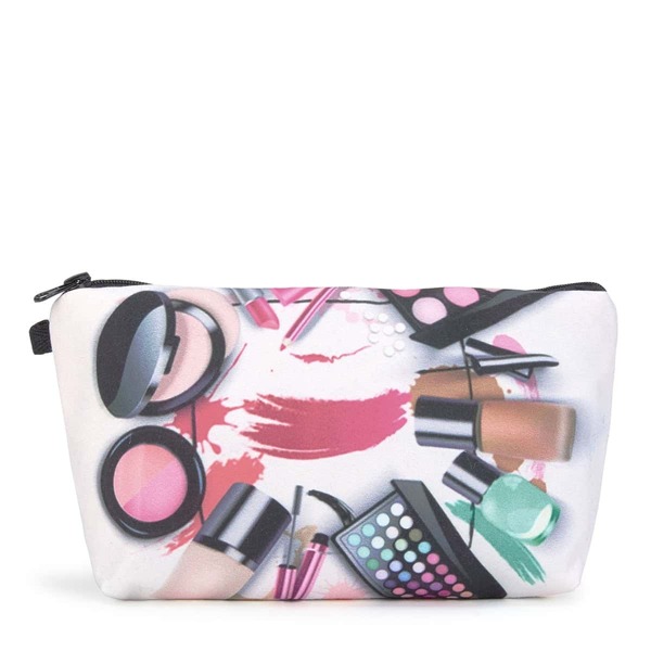Cosmetics Print Zipper Pouch, Multicolor