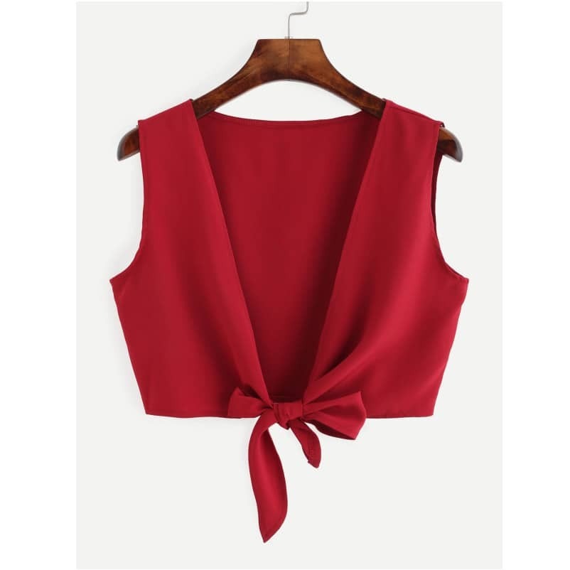 

Red Knotted Front Crop Top