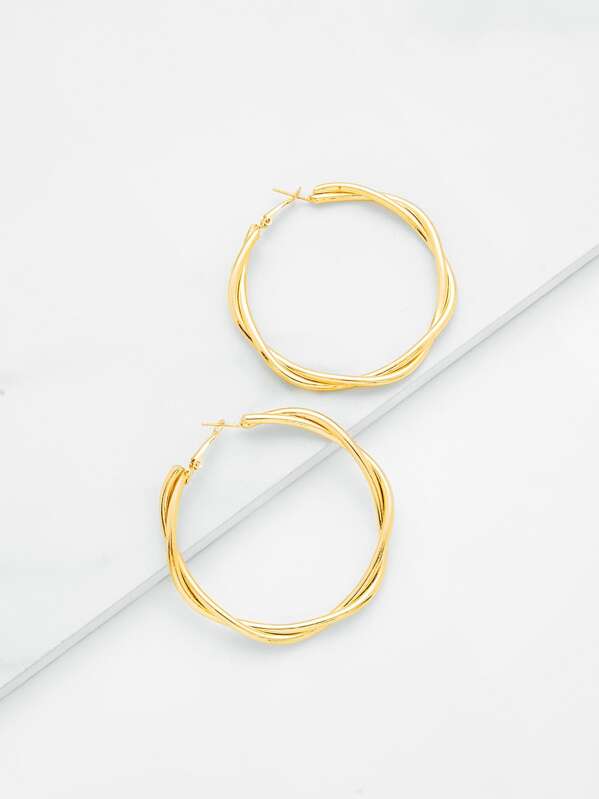 

Layered Wrap Hoop Earrings 1pair, Gold
