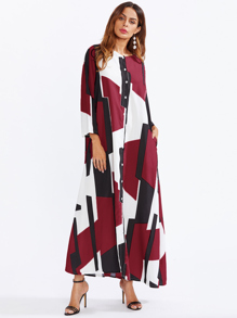 Geo Print Oversized Shirt Dress