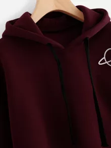 Planet Print Hoodie - Burgundy - View 3