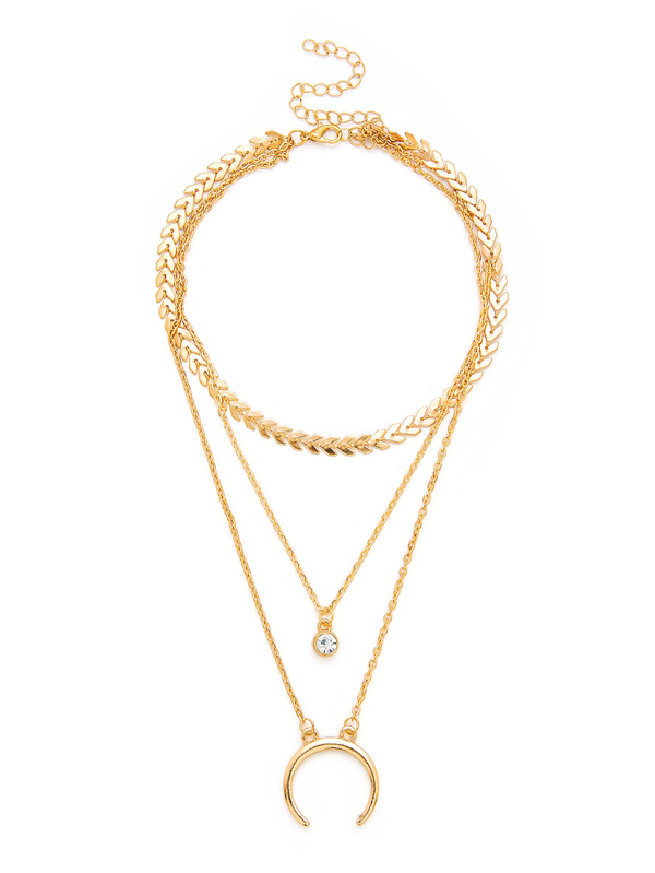 Et Collier Lune Avec Rangs Multi Strass EIH9W2D