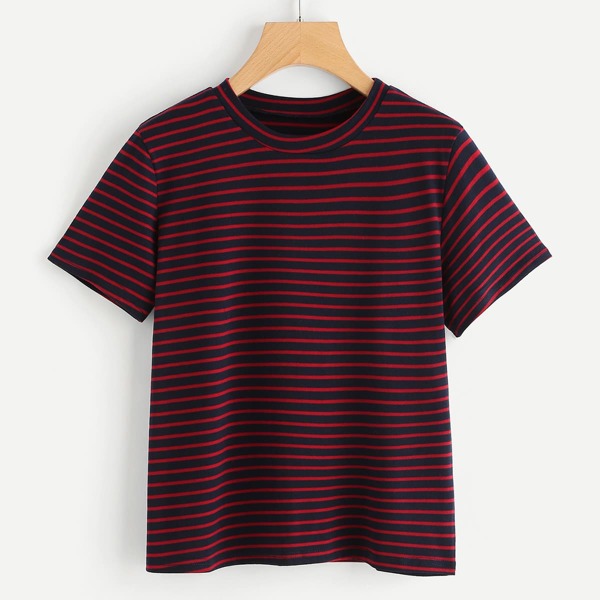 

Crew Neck Striped Tee, Multicolor