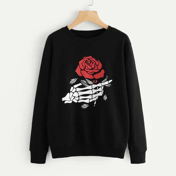 

Graphic Print Sweatshirt, Black