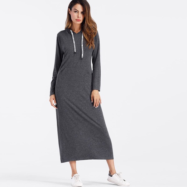 

Marled Hoodie Dress, Grey