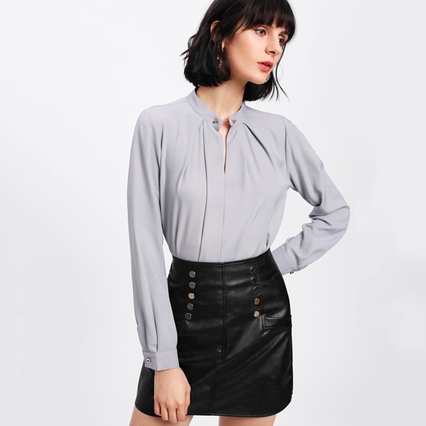 

Metal Bar Pleated Detail Shirt