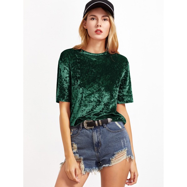

Drop Shoulder Velvet Top