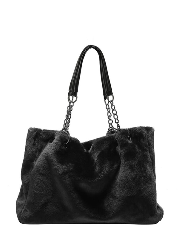 Faux Fur Chain Shoulder Bag