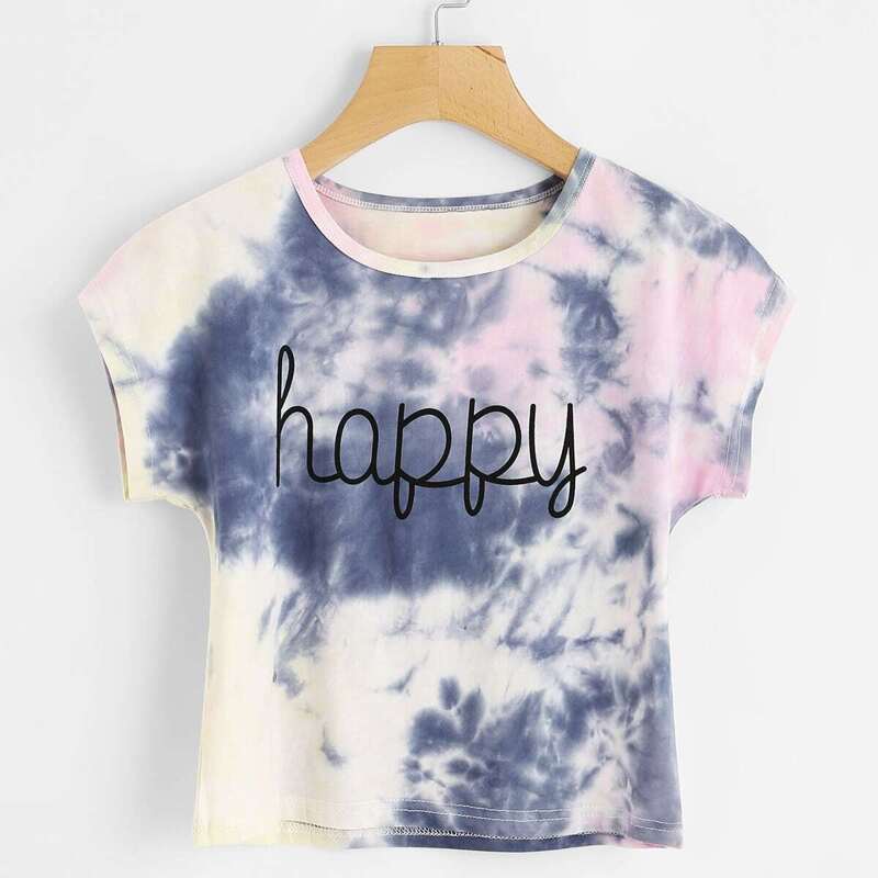 

Happy Print Tie Dye Tee, Multicolor
