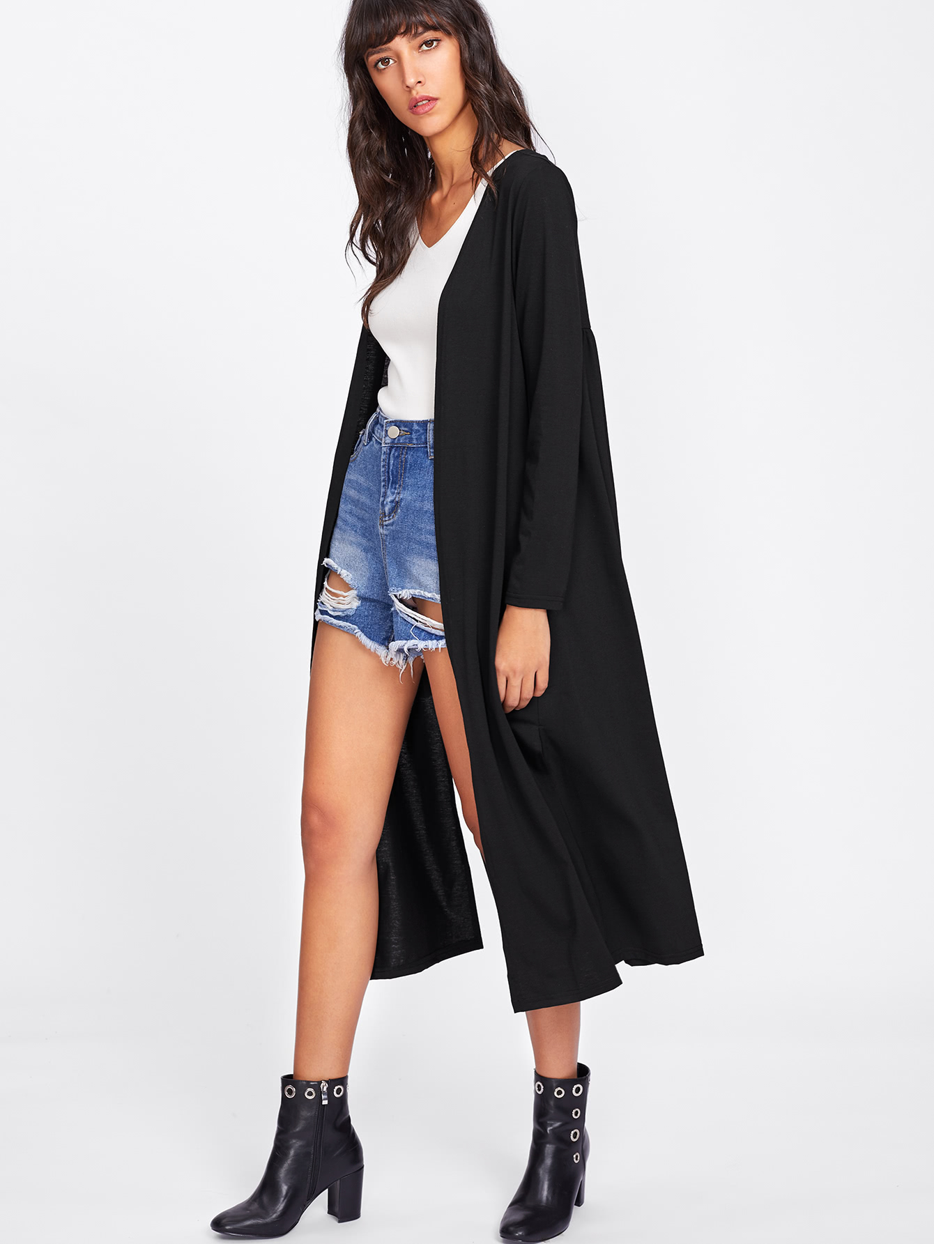 long side split cardigan