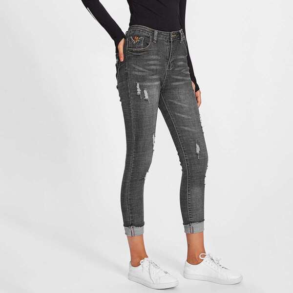 

Roll Hem Ripped Jeans