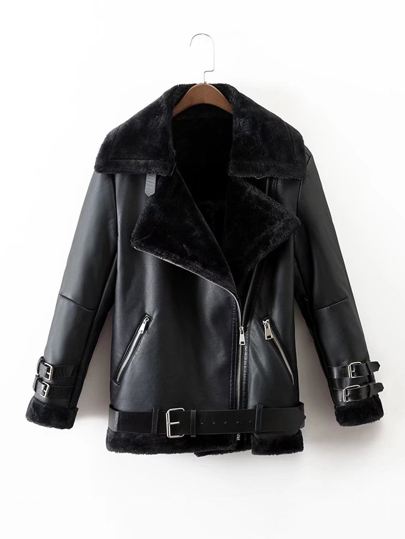 Faux Fur Lined Belted Jacket