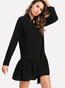 Drop Waist Tied Neck Dress