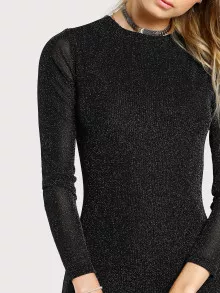 SHEIN Glitter Bodycon Dress - Black - View 4