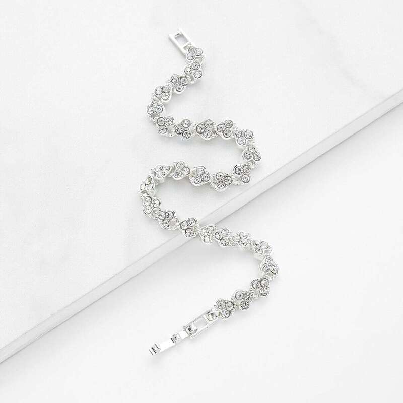 

Rhinestone Embellished Chain Bracelet 1pc, Silver