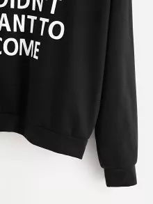 Slogan Graphic Drop Shoulder Hoodie - Black - View 4