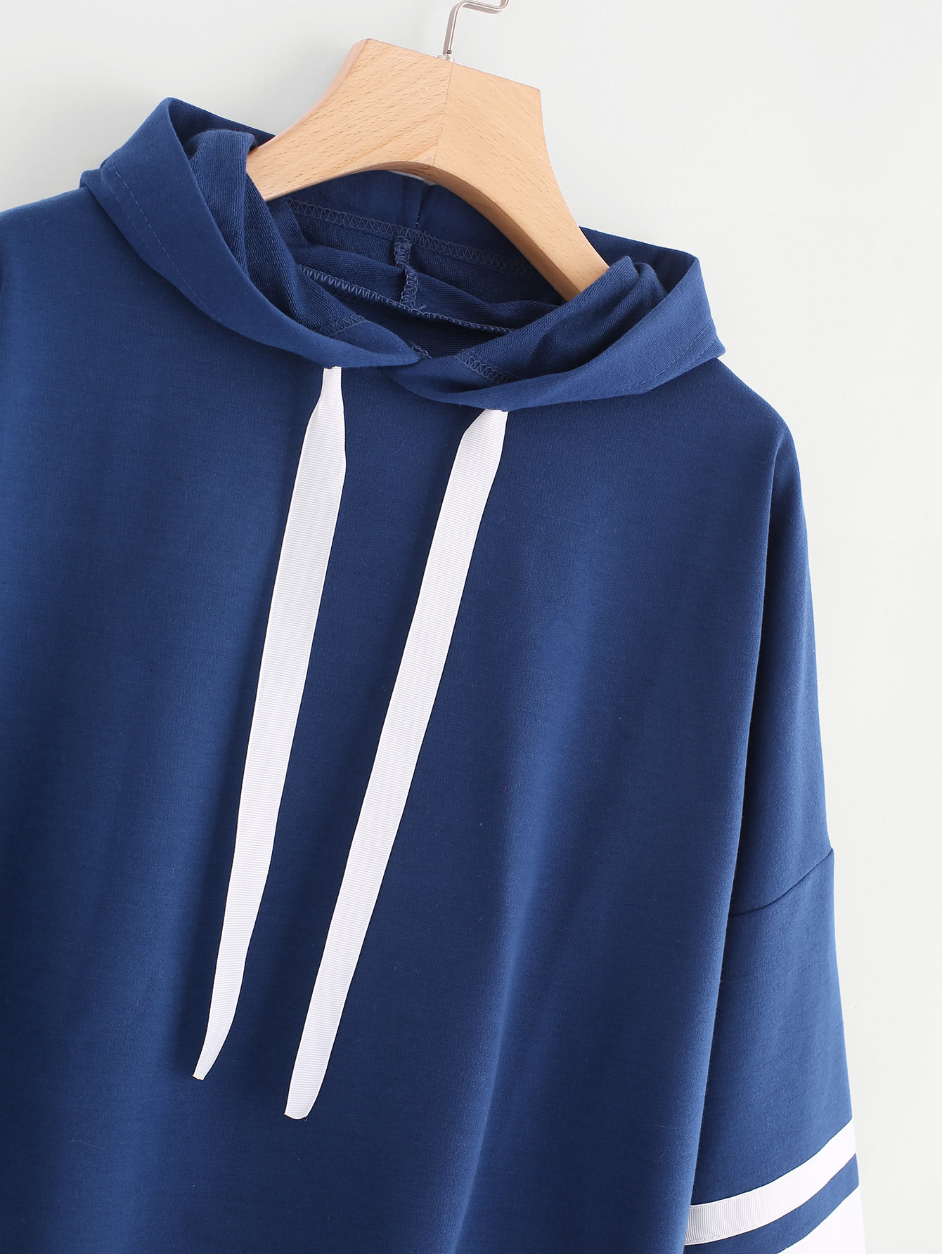 Varsity Striped Dip Hem Hoodie SHEIN USA